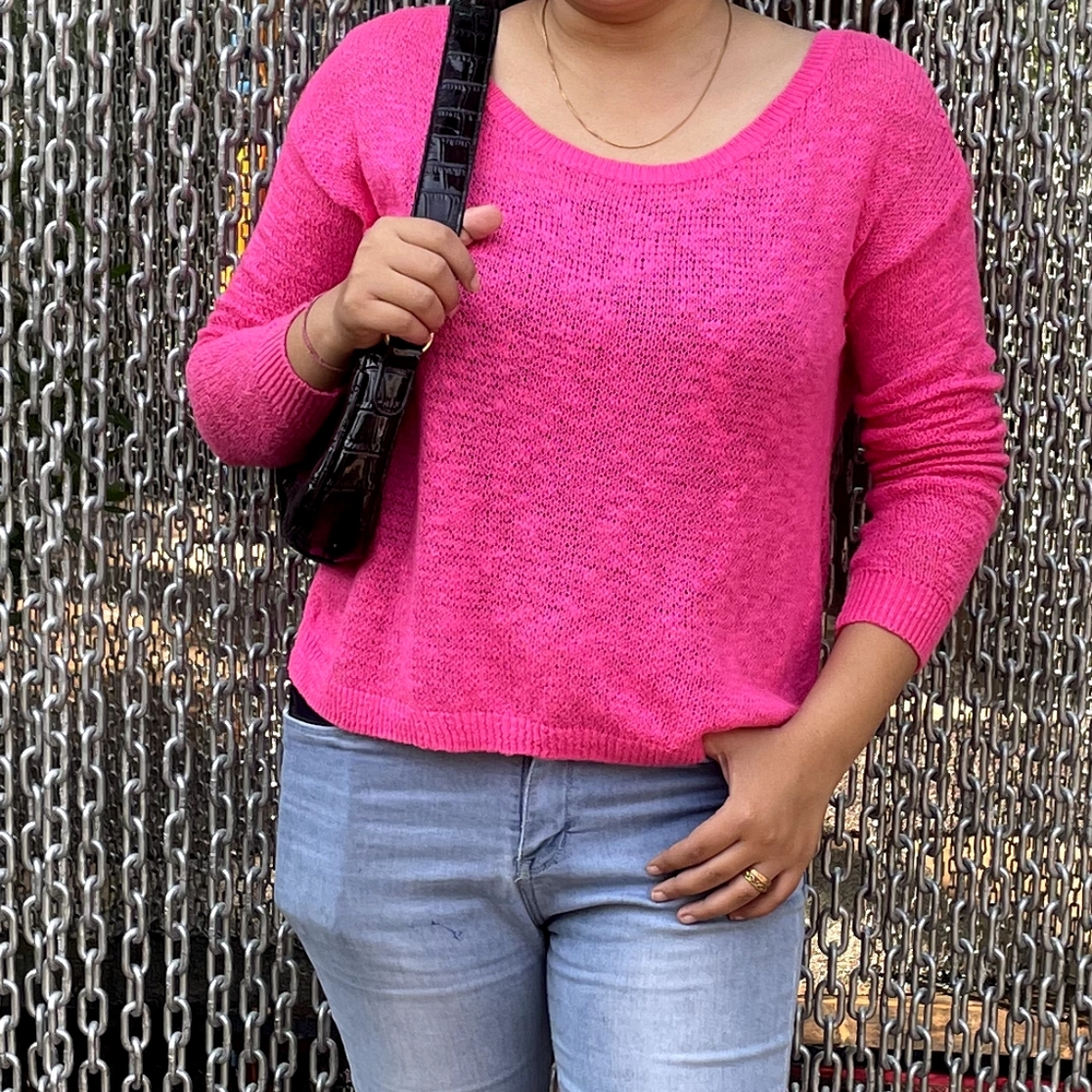 Abercrombie & fitch bright pink back crotchet sweater - Picture 5 of 8